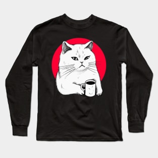 White Coffee Cats Original Aesthetic Tribute 〶 Long Sleeve T-Shirt